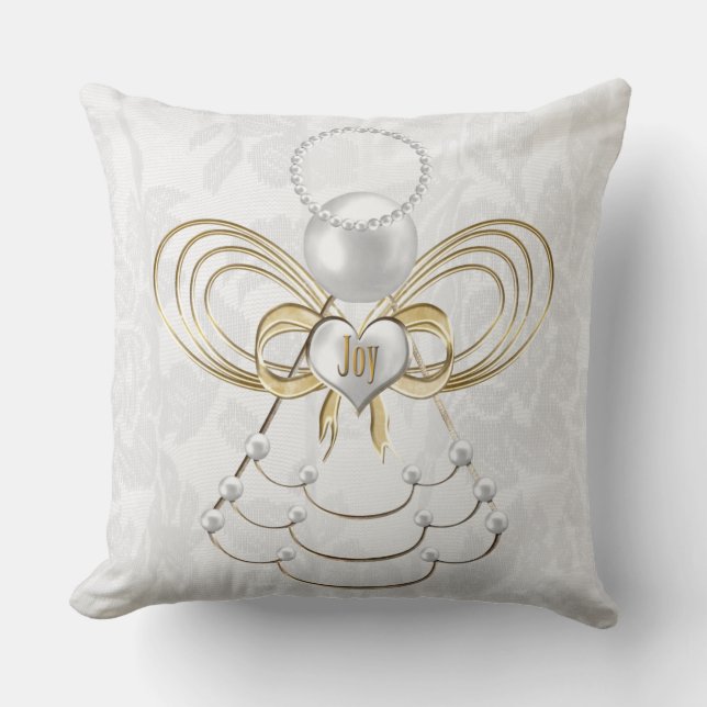 Pearls Gold Metallic Christmas Angel of Joy Cushion (Front)