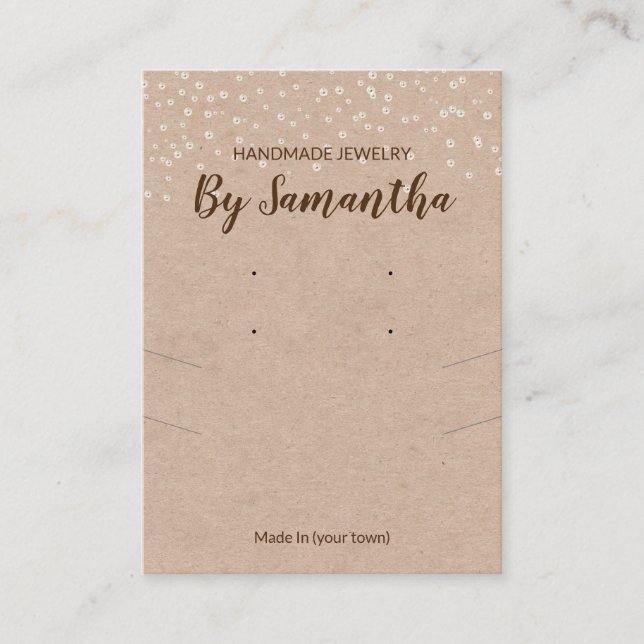 Pearls Handmade Earring And Necklace Kraft Display Business Card (Front)