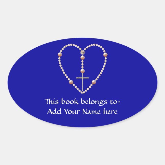 "Pearls" heart shaped Rosary Oval Sticker (Front)