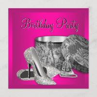 Pearls High Heel Shoes Womans Hot Pink Birthday