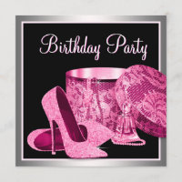 Pearls High Heel Shoes Womans Hot Pink Birthday