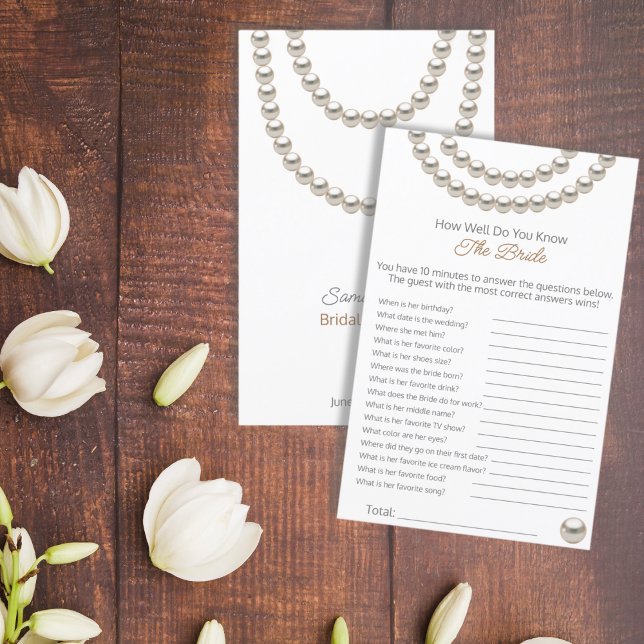 Pearls How Well Do You Know the Bride Game (Creator Uploaded)