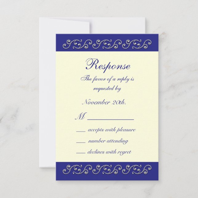 Pearls, Off White and Sapphire Blue RSVP (Front)