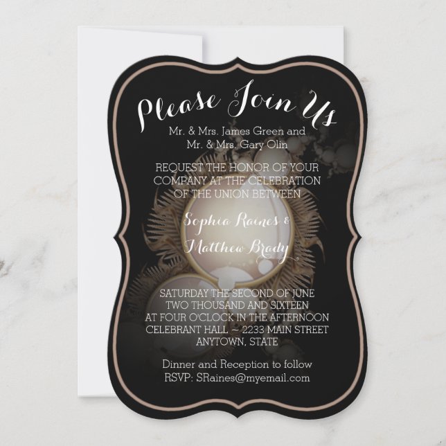 Pearls on Black Invitation (Front)