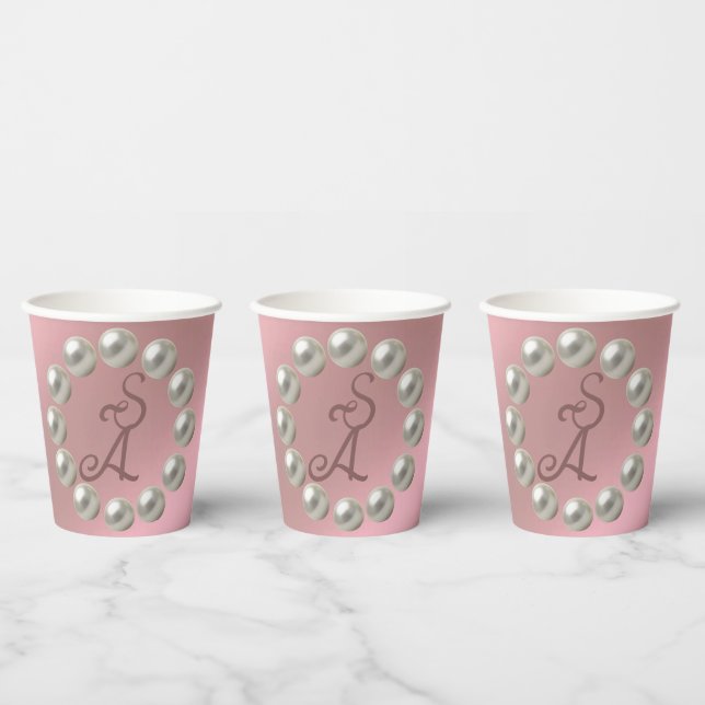 Pearls on Pink Paper Cups (Multi)
