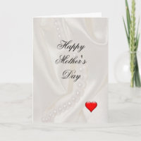 Pearls on Satin with a small heart Mother's Day