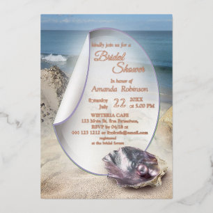 Pearls on the Beach Foil Invitation