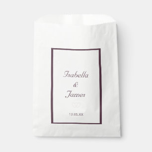 Pearls on white and cassis Wedding Favour Bags