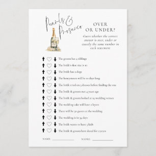 Pearls Over or Under Bridal Shower Game Card