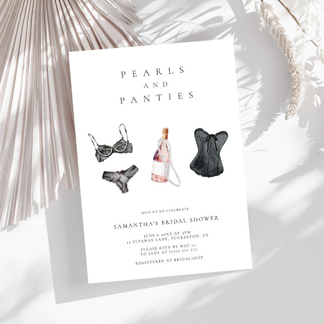Pearls & Panties Modern Lingerie Bridal Shower Invitation (Creator Uploaded)