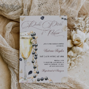 Pearls Petals and Prosecco Bridal Shower Elegant Invitation