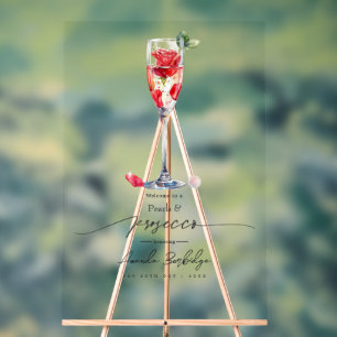 Pearls, Petals and Prosecco Bridal Shower Welcome Acrylic Sign
