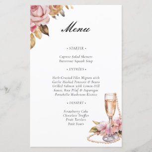 Pearls Petals & Prosecco Floral Bridal Shower Menu