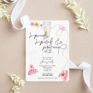 Pearls, Petals + Prosecco Trendy Bridal Shower Invitation
