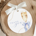 Pearls & Prosecco Blue Bridal Shower Favour Tags<br><div class="desc">Add a charming touch to your bridal shower favours with these elegant tags featuring pearls,  a champagne glass,  and a soft blue bow. Perfect for gifts and thank you details.</div>