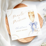 Pearls & Prosecco Blue Bridal Shower Napkins<br><div class="desc">Celebrate in style with these elegant bridal shower napkins featuring watercolor pearls,  a champagne glass,  and a chic blue bow. Perfect for serving drinks and adding a refined touch to your party table.</div>