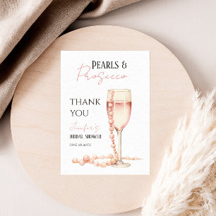 Pearls & Prosecco Blush Pink Bridal Shower Favor Thank You Card