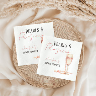 Pearls & Prosecco Blush Pink Bridal Shower Napkin