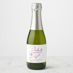Pearls & Prosecco Blush Pink Elegant Bridal Shower Sparkling Wine Label