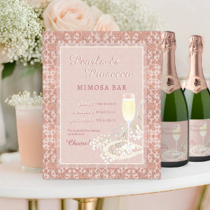Pearls & Prosecco Blush & Rose Gold Mimosa Bar Poster