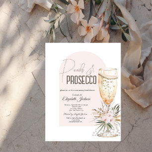 Pearls Prosecco Boho Flowers Brunch & Bubbly Invitation