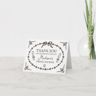 Pearls & Prosecco Bow Bridal Shower Thank You Card
