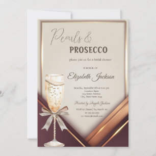 Pearls Prosecco Bow Frame Invitation