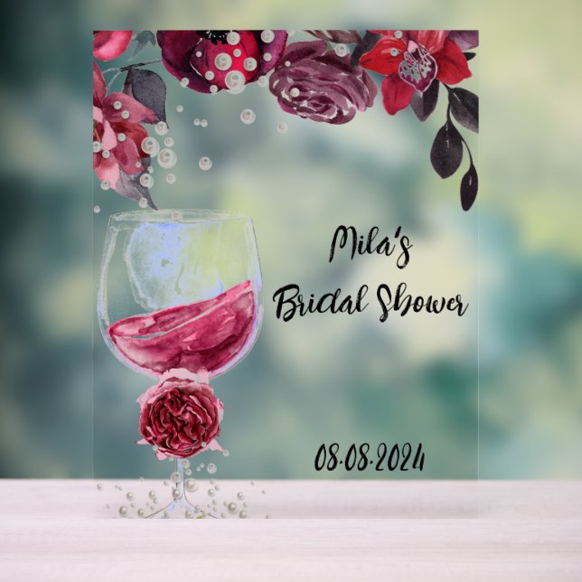 pearls & prosecco bridal shower acrylic sign (Neutral)