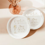 Pearls & Prosecco Bridal Shower, Bridal Brunch Paper Plate<br><div class="desc">These Pearls & Prosecco Bridal Shower Paper Plates feature hand-painted watercolor pearls and champagne flutes and is a perfect way to accent your bridal brunch's cocktail,  food or dessert table! Easily edit most wording,  text colour and background colour to match your style and event!</div>