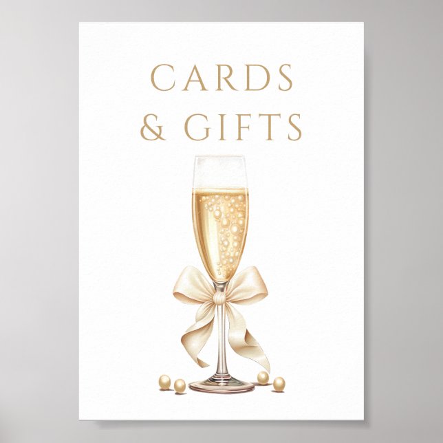 Pearls & Prosecco Bridal Shower Cards & Gifts Poster (Front)