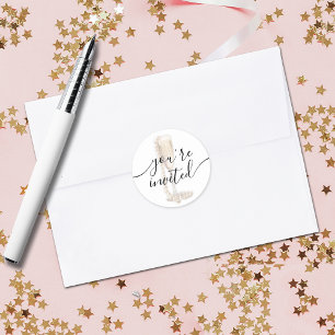 Pearls & Prosecco Bridal Shower Classic Round Sticker