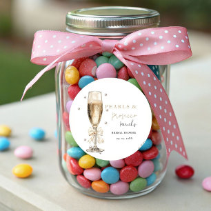 Pearls & Prosecco Bridal shower Classic Round Sticker