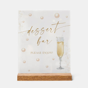 Pearls Prosecco Bridal Shower Dessert Bar Acrylic Sign