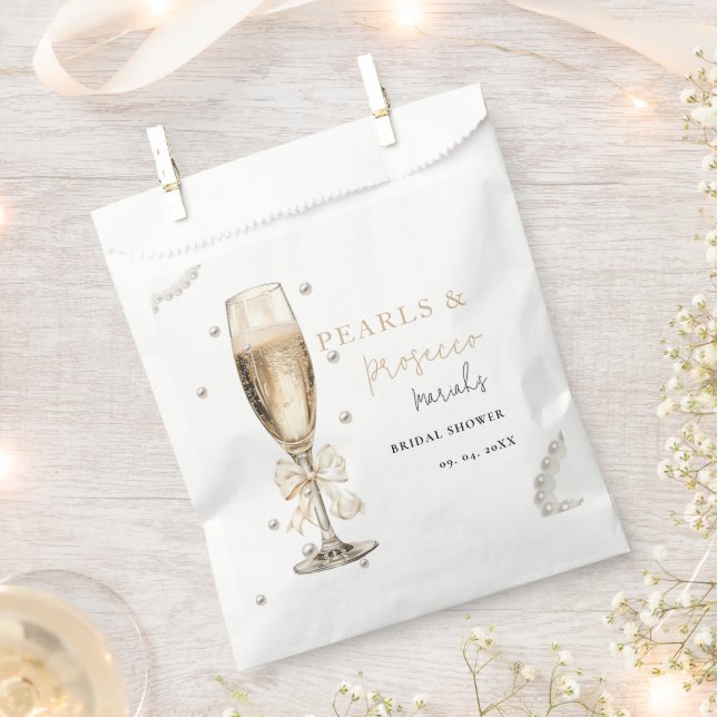 Pearls & Prosecco  Bridal shower Favour Bags (Clipped)