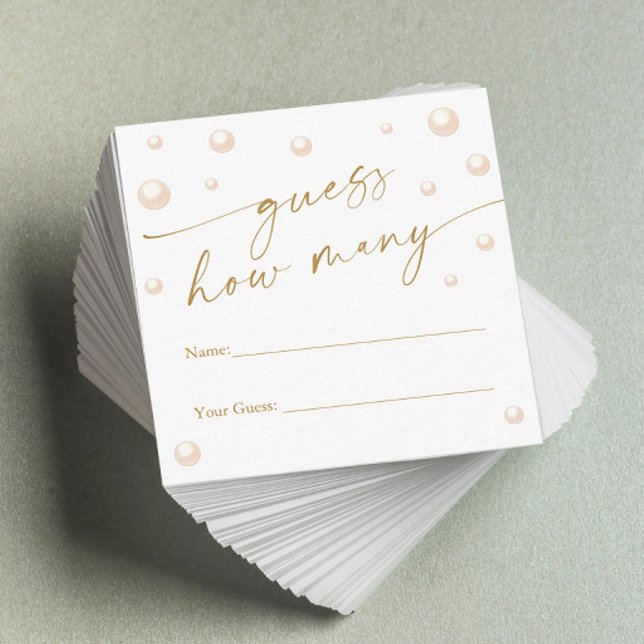 Pearls Prosecco Bridal Shower Guess How Many Game  Enclosure Card (Creator Uploaded)