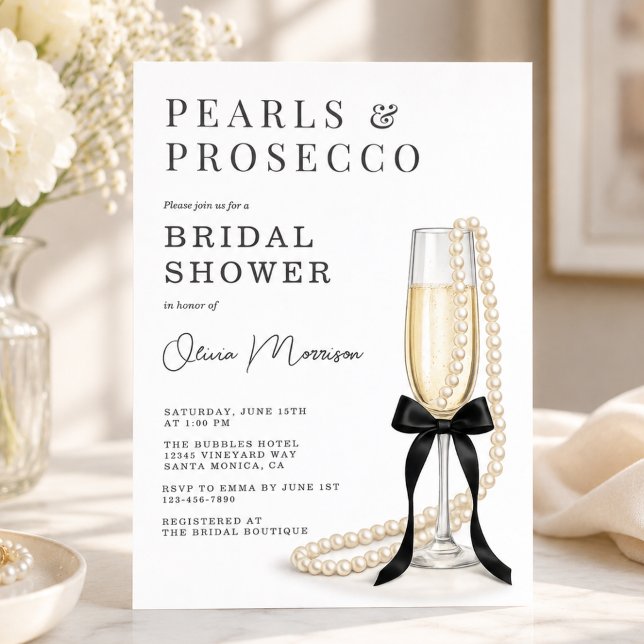 Pearls & Prosecco Bridal Shower Invitation (Creator Uploaded)