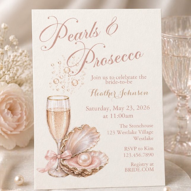 Pearls & Prosecco Bridal Shower Invitation (Creator Uploaded)