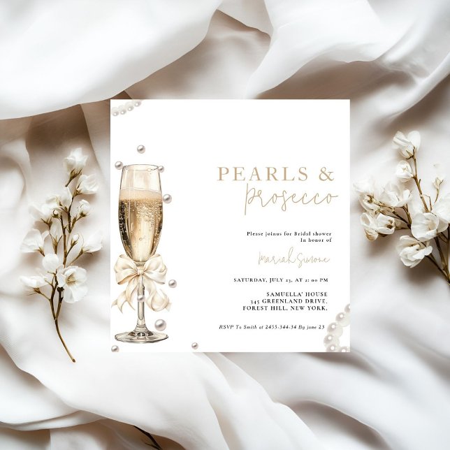 Pearls & Prosecco  Bridal shower Invitation (Creator Uploaded)