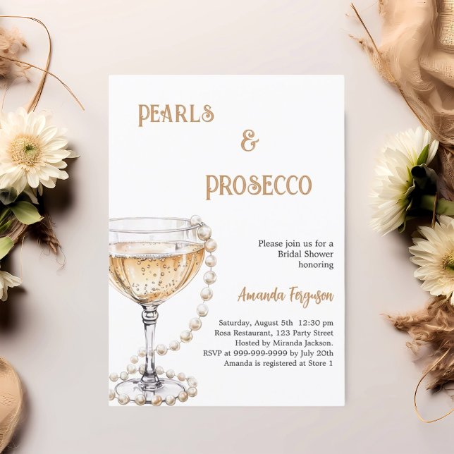 Pearls Prosecco Bridal Shower Invitation (Creator Uploaded)