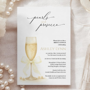 Pearls & Prosecco Bridal Shower Invite Neutral