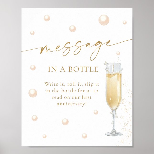 Pearls Prosecco Bridal Shower Message In A Bottle Poster (Front)