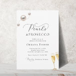 Pearls & Prosecco Bridal Shower Minimalist Elegant Invitation<br><div class="desc">Surprise your loved ones with this elegant invitation,  featuring elegant script & editable details. Easily customise it by clicking on the "personalise" option.</div>