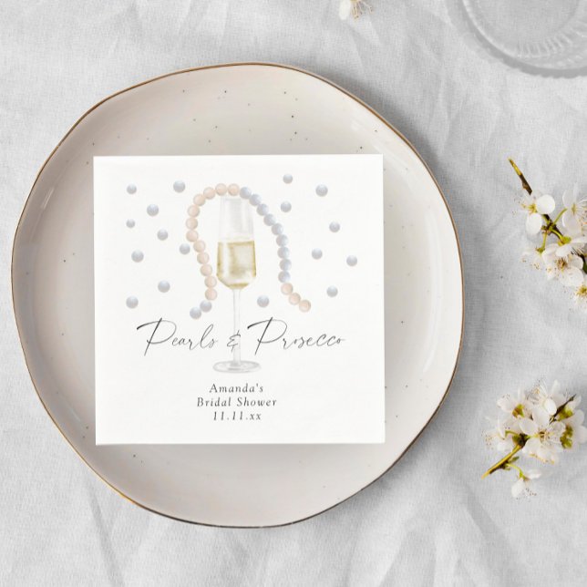 Pearls & Prosecco - bridal shower Napkin (Creator Uploaded)