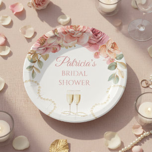 Pearls & Prosecco Bridal Shower Paper Plate