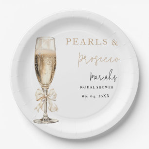 Pearls & Prosecco Bridal shower Paper Plate