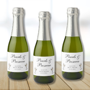 Pearls & Prosecco Bridal Shower Personalised Sparkling Wine Label