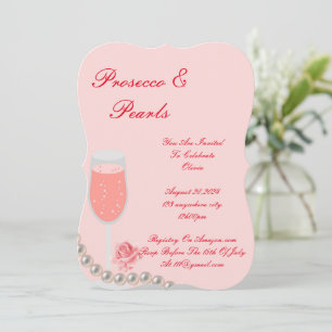 PEARLS & PROSECCO BRIDAL SHOWER PINK  INVITATION