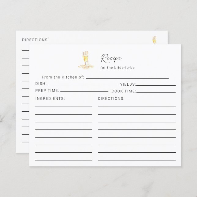 Pearls Prosecco Bridal Shower Recipe (Front/Back)