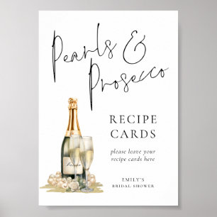 Pearls Prosecco Bridal Shower Recipe Card Sign