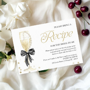 Pearls & Prosecco Bridal Shower Recipe Request Invitation